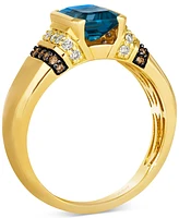 Le Vian Men's London Blue Topaz (2-1/2 ct. t.w.) & Diamond (1/3 ct. t.w.) Statement Ring in 14k Yellow Gold