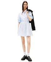 Tommy Jeans Women's Pinstripe Tie-Back Shirtdress