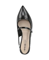 LifeStride Women's Marilyn Pointed Toe Kitten Heel Slingback Pumps