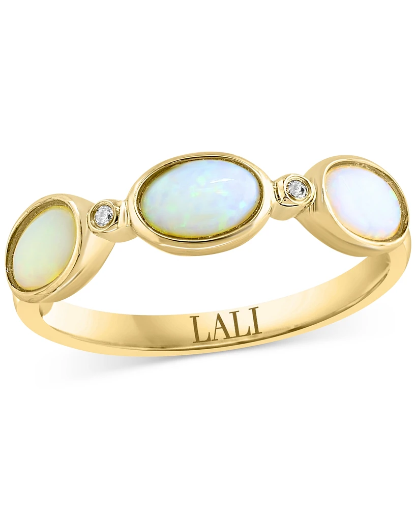 Lali Jewels Opal (3/4 ct. t.w.) & Diamond Accent Ring in 14k Yellow Gold