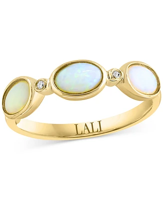 Lali Jewels Opal (3/4 ct. t.w.) & Diamond Accent Ring in 14k Yellow Gold