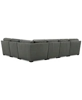 Radley Roll Arm 132" 6-Pc. Leather Square Corner Chaise Sectional, Exclusively at Macy's