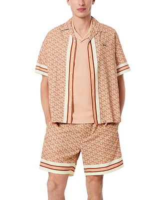Lacoste Men's Relaxed-Fit Geo-Pattern Stripe Woven Shorts