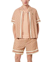 Lacoste Men's Relaxed-Fit Geo-Pattern Stripe Woven Shorts