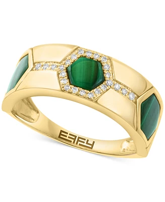 Effy Malachite & Diamond (1/10 ct. t.w.) Hexagon Band in 14k Gold