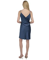 Dkny Women's Satin Cowlneck Sleeveless Slip Dress