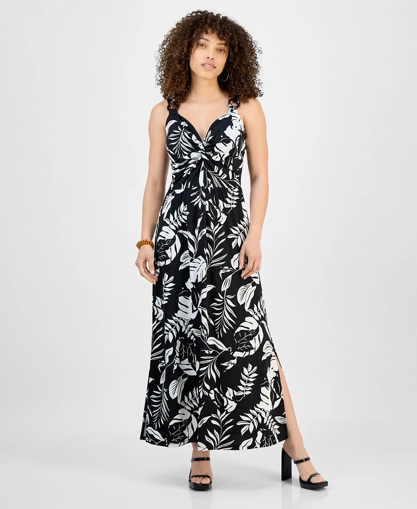Jamie & Layla Petite Repeat Wood Ring Sleeveless Maxi Dress
