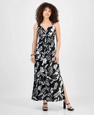 Jamie & Layla Petite Repeat Wood Ring Sleeveless Maxi Dress