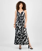 Jamie & Layla Petite Repeat Wood Ring Sleeveless Maxi Dress