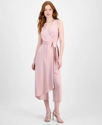 Connected Women's Draped Sleeveless Surplice Jumpsuit