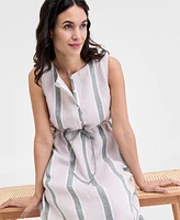 Charter Club Women's 100% Linen Striped Midi Dress, Exclusively at Macy's