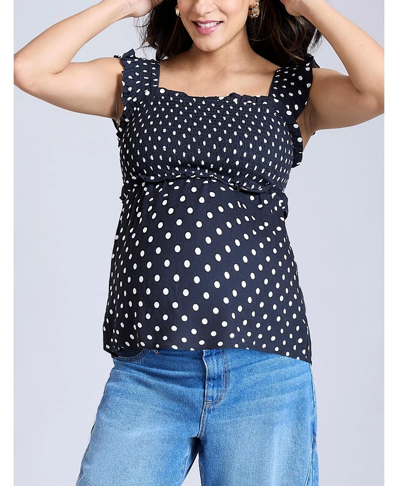 Motherhood Maternity Ruffle Sleeve Detail Top
