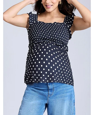 Motherhood Maternity Ruffle Sleeve Detail Top