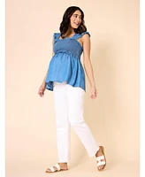 Motherhood Maternity Ruffle Sleeve Detail Top