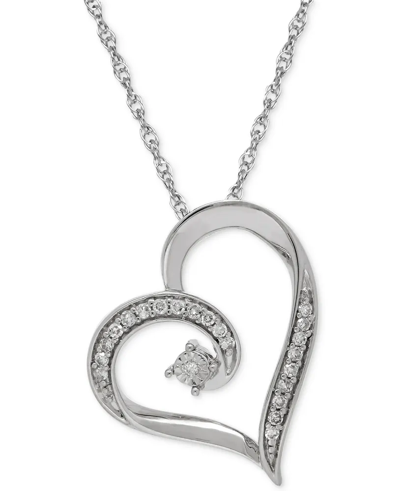 Diamond Heart Pendant Necklace (1/10 ct. t.w.) in Sterling Silver