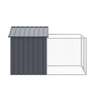 Dog House with Run Anthracite 46.1"x79.1"x48.4" Galvanized Steel