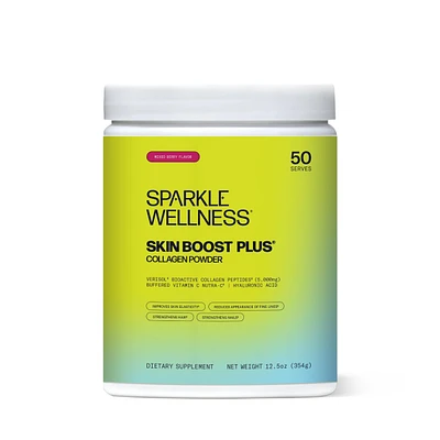 Sparkle Wellness Skin Boost Plus [50-Serves] | Collagen Powder Supplement with Verisol Bioactive Hydrolyzed Peptides, Vitamin C & Hyaluronic