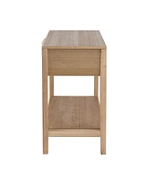 Rattan Front Drawer Side Table – Mango Wood with Open Shelf