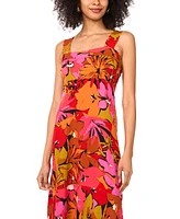 Vince Camuto Women's Printed Squareneck Sleeveless Tiered Maxi Dress