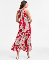 Msk Women's Paisley Floral-Print Tiered Maxi Dress
