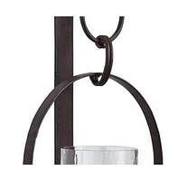 Wall Sconce with Hurricane Glass and Chain Design Holder for Elegant Lighting and Decor