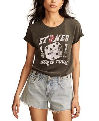 Lucky Brand Women's Rolling Stones Dice Classic Cotton Crewneck T-Shirt