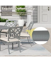 Mondawe Powder Coated Cast Aluminum Outdoor Dining Armchair with Cushion (Set of 2)