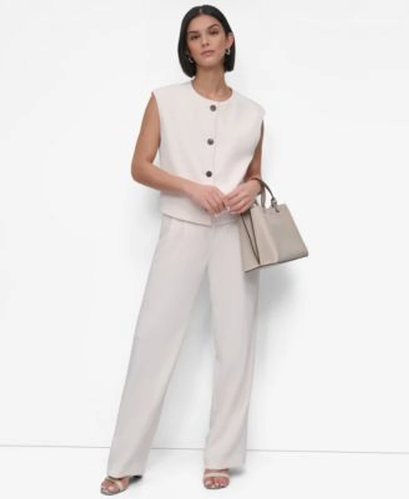 Dkny Womens Aero Crepe Vest Pleated Pants