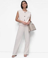Dkny Womens Aero Crepe Vest Pleated Pants