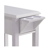 Modern Chairside Table with Extendable Drawer and Cupholders for Convenient Storage and Relaxation