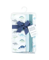 Hudson Baby Boys and Girls Cotton Poly Flannel Burp Cloths 8-Pack, Soft Teal Dino, One Size