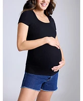 Motherhood Maternity Square Neck Rib Knit Short Sleeve Top