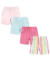 Hudson Baby Girls Shorts Bottoms 4-Pack, Rainbow Stripe, 9-12 Months