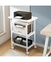 3-tier Adjustable Printer Stand with 360° Swivel Casters