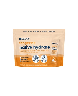 NativePath Native Hydrate Stick Packs, Sugar Free Electrolytes Powder with BCAAs, Tangerine Hydration, Keto & Paleo Friendly, 30 Servings