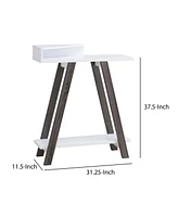 Modern Wood Console Table with Corner Storage Compartment