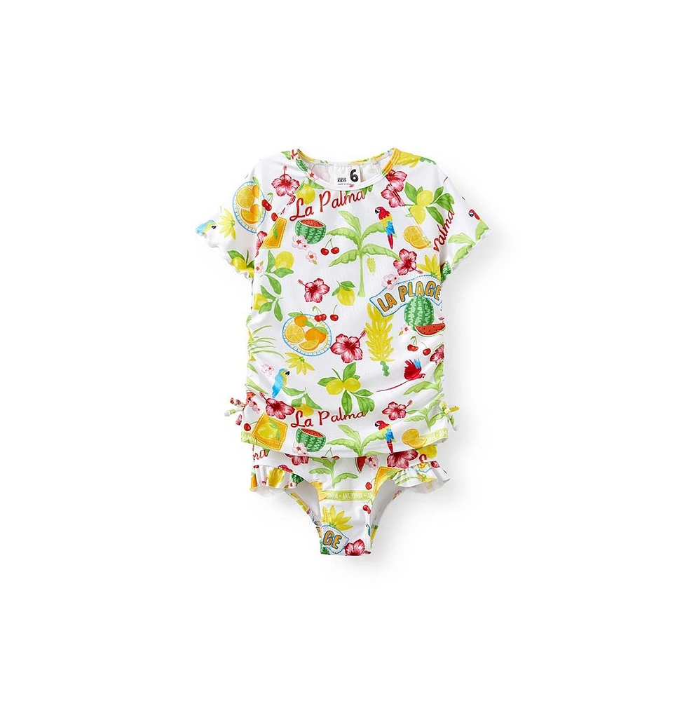 Cotton On Little Girls Florence S/S Rashie And Bikini Bottom Set