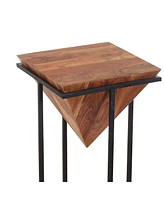 Pyramid-Shaped Side Table with Cross Base for Modern and Unique Home Decor
