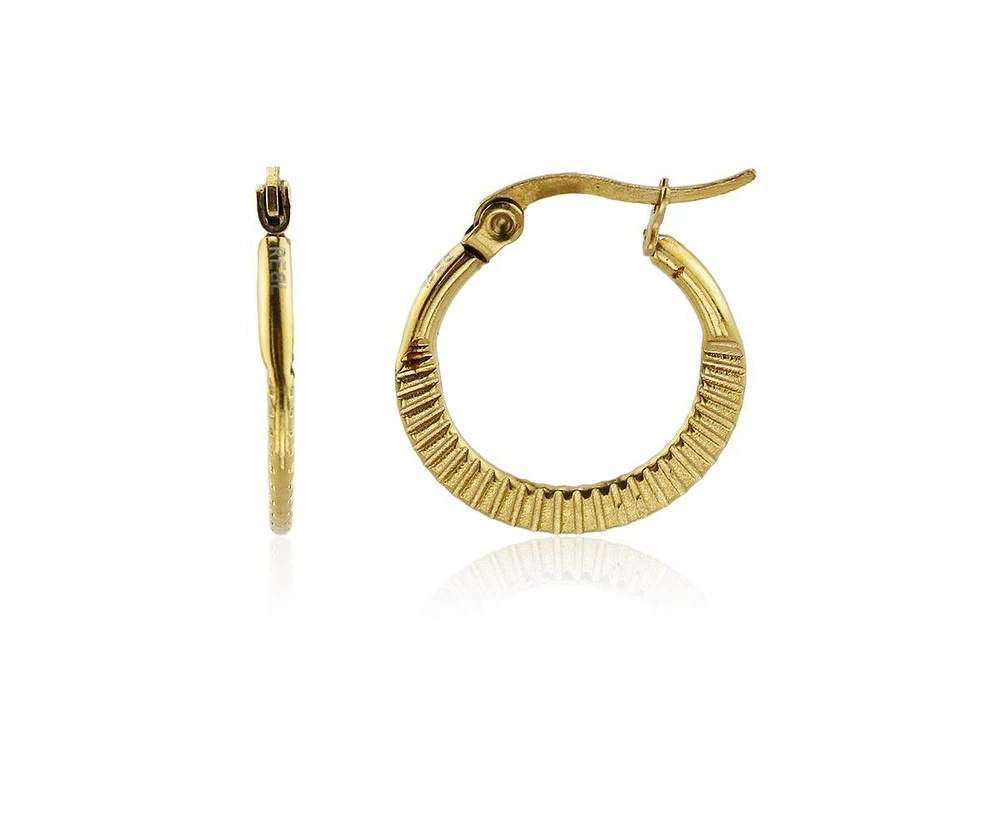 Ribbed Hoop Earrings in Stainless Steel
