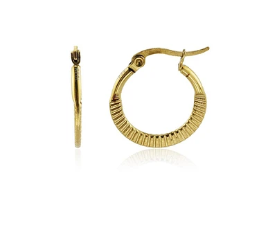 Ribbed Hoop Earrings in Stainless Steel