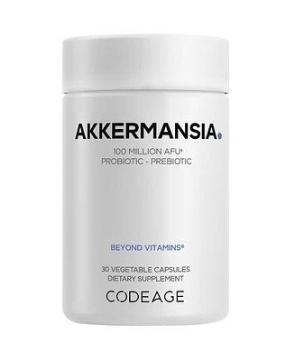 Codeage Akkermansia Synbiotic Supplement - 100 Million Afu Akkermansia Probiotic & Chicory Inulin Prebiotic - Chicory Root - 1 Capsule Per Serving