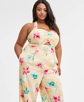 Bar Iii Trendy Plus Printed Halter Jumpsuit, Exclusively at Macy's