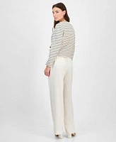 Bar Iii Womens High Rise Wide Leg Pants Striped Button Front Jacket Exclusively At Macys
