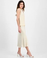Anne Klein Womens Sequin Scoop Neck Tank Top Pull On Skirt