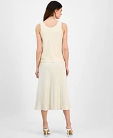 Anne Klein Womens Sequin Scoop Neck Tank Top Pull On Skirt