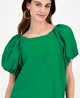 Anne Klein Petite Pleated-Bubble-Sleeve Blouse