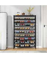 Tribesigns 10 Tiers Enterway Shoe Rack, Large Capacity Home Shoe Rack, Tall Metal Shoe Storage Organizer for 50 Pairs, Space Saving Shoe Organization