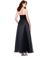 Betsy & Adam Petite Mixed-Material Strapless Ball Gown