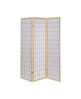 3-Panel Wooden Room Divider – Foldable Partition with Grid Design