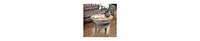 Modern Cocktail Table with Tub-Like Metal Base and Round Top